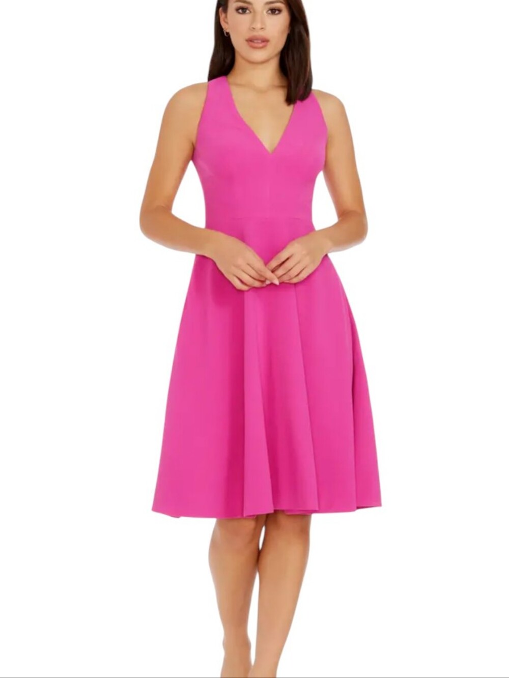 Dress The Population Catilina Fit And Flare  Fuchsa  Midi Dress. Size.. Small